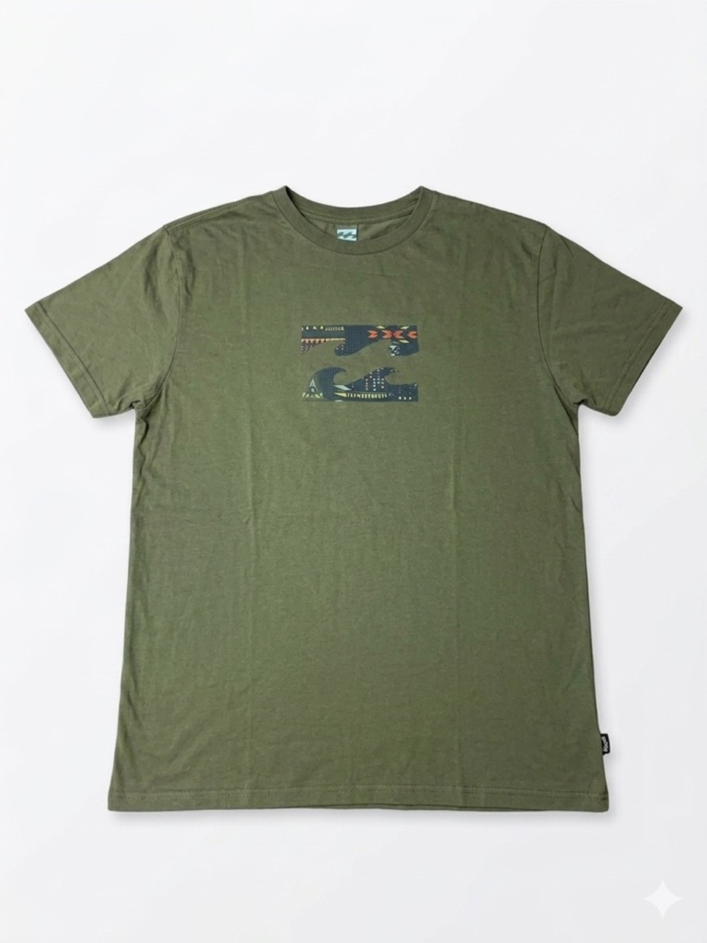 Billabong Premium Men’s Olive Green Wave Logo Graphic Tee - Size Medium